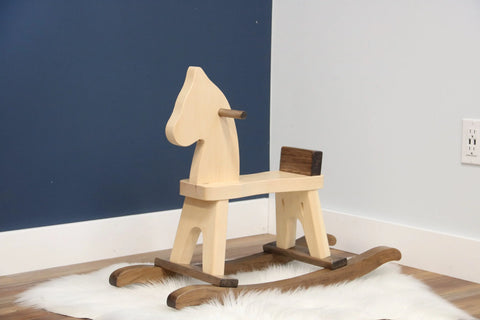 Handcrafted Wooden Toddler Rocking Horse 26 Inch – Solid Pine Child-Safe Finish | Amish-Made USA Amish Toy Box  Wooden Toy