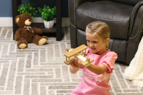 Handcrafted Wooden Toy Airplane With Spinning Propeller | Kid-Safe Finish – Made in USA Amish Toy Box  Toy
