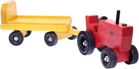 Handcrafted Wooden Toy Tractor and Detachable Wagon Set with 15 Hay Bales – Amish Crafted | Made in USA Amish Toy Box  Tractor and Wagon With Hay Bales