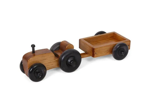 Handcrafted Wooden Toy Tractor and Wagon Set – Amish Made Farm Playset | Made in USA Amish Toy Box  Everything Farming