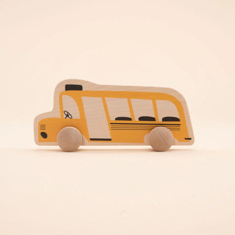 Handcrafted Wooden Yellow School Bus Push Toy 6x4.5 Inch – Durable Eco-Friendly Play Vehicle | Made in USA Uncle Goose  Rollers