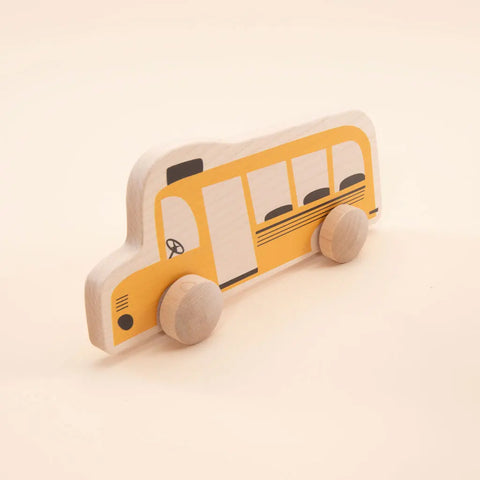 Handcrafted Wooden Yellow School Bus Push Toy 6x4.5 Inch – Durable Eco-Friendly Play Vehicle | Made in USA Uncle Goose  Rollers