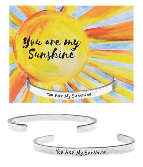 Handcrafted You Are My Sunshine Inspirational Pewter Cuff Bracelet – Open Quotable Design | Made in USA Whitney Howard Designs  Cuff Bracelets