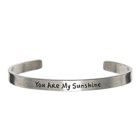 Handcrafted You Are My Sunshine Inspirational Pewter Cuff Bracelet – Open Quotable Design | Made in USA Whitney Howard Designs  Cuff Bracelets