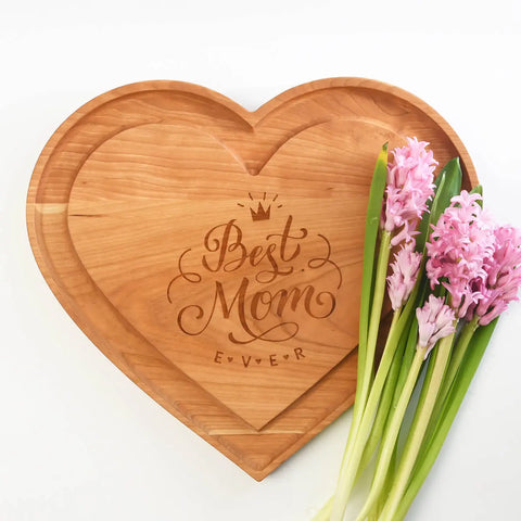 This American-made heart shaped cheese board is perfect for entertaining guests as a charcuterie board. 