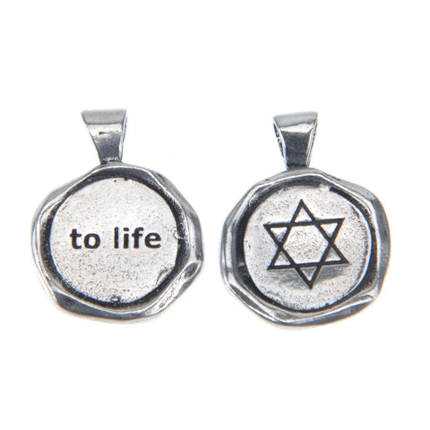 Handcrafted "To Life" Wax Seal Pendant – Recycled Pewter Jewish Star Charm | Handmade Designs Whitney Howard Designs  Wax Seals