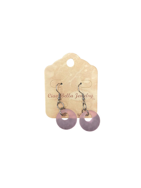 Handmade 1 Inch Circular Sea Glass Dangle Earrings – Earthy Pink and Green Tones – Sterling Silver Hooks | Made in USA Michelle Marie Boutique  Earrings