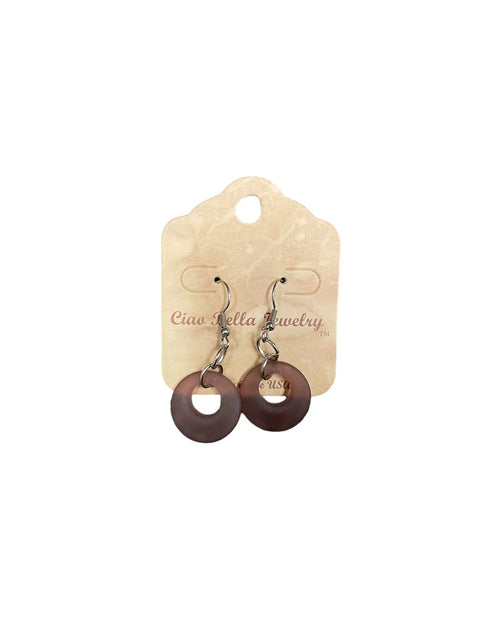 Handmade 1 Inch Circular Sea Glass Dangle Earrings – Earthy Pink and Green Tones – Sterling Silver Hooks | Made in USA Michelle Marie Boutique  Earrings
