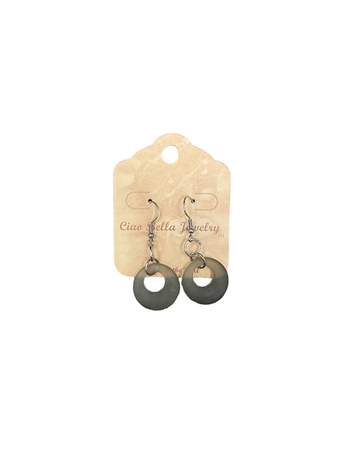 Handmade 1 Inch Circular Sea Glass Dangle Earrings – Earthy Pink and Green Tones – Sterling Silver Hooks | Made in USA Michelle Marie Boutique  Earrings