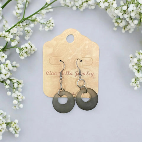 Handmade 1 Inch Circular Sea Glass Dangle Earrings – Earthy Pink and Green Tones – Sterling Silver Hooks | Made in USA Michelle Marie Boutique  Earrings