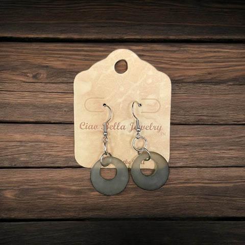 Handmade 1 Inch Circular Sea Glass Dangle Earrings – Earthy Pink and Green Tones – Sterling Silver Hooks | Made in USA Michelle Marie Boutique  Earrings