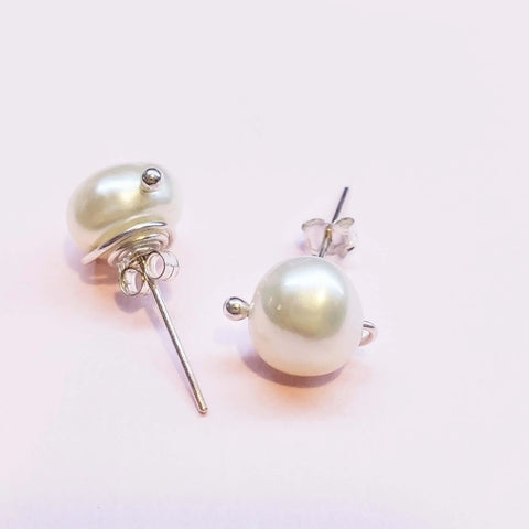 Handmade 10mm Baroque Pearl Sterling Silver Spiral Earrings – Handmade in USA Alexa Martha Designs  Earrings