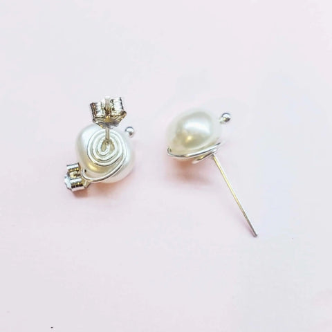 Handmade 10mm Baroque Pearl Sterling Silver Spiral Earrings – Handmade in USA Alexa Martha Designs  Earrings