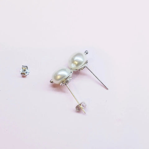 Handmade 10mm Freshwater Baroque Pearl Sterling Silver Spiral Ear Studs- Limited Edition Alexa Martha Designs  Earrings
