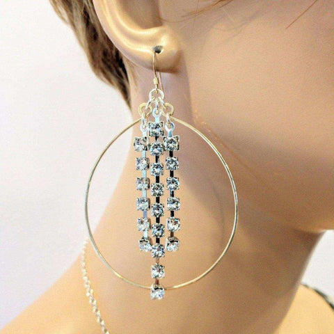 Handmade 14 CT Gold Filled Oval Hoop Earrings – Crystal Chain Dangle | Made in USA Alexa Martha Designs  Hoop Earrings