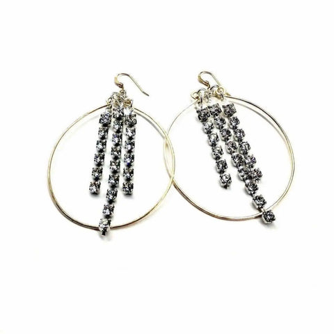 Handmade 14 CT Gold Filled Oval Hoop Earrings – Crystal Chain Dangle | Made in USA Alexa Martha Designs  Hoop Earrings