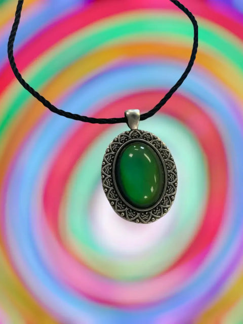 Handmade 20mm Color Changing Mood Bead Necklace – Retro Boho Jewelry Gift | Made in USA Michelle Marie Boutique  Necklace
