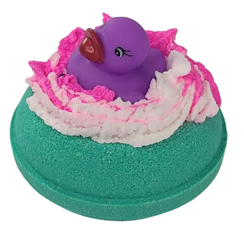 Handmade 5 Oz Ducky Donut Bath Bomb With Black Vanilla Musk Scent – Natural Bath Additive | Made in USA Bath Bums  bath bomb
