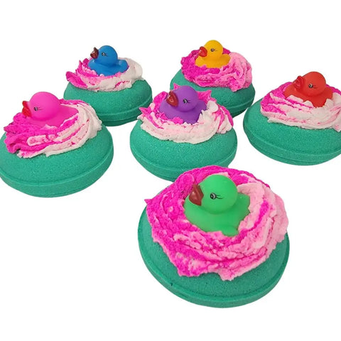 Handmade 5 Oz Ducky Donut Bath Bomb With Black Vanilla Musk Scent – Natural Bath Additive | Made in USA Bath Bums  bath bomb