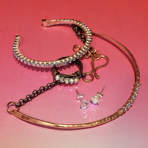 Handmade 7-Year Anniversary Copper Crystal Choker 4-Piece Set Alexa Martha Designs  Jewelry Set