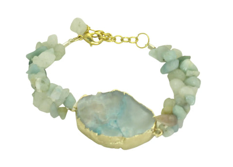 Handmade Aqua Ocean Jasper Pendant Bracelet – Dual Amazonite Strands – Adjustable | Made in USA Michelle Marie Boutique  Bracelet
