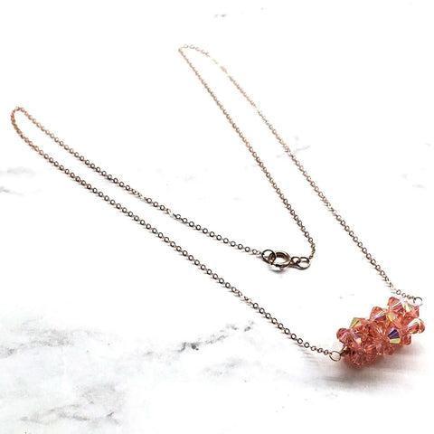 Handmade Beaded 14K Rose Gold Filled Super Sparkly Pastel Crystal Barrel Necklaces Alexa Martha Designs  Necklaces