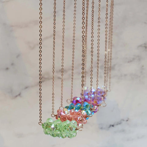 Handmade Beaded 14K Rose Gold Filled Super Sparkly Pastel Crystal Barrel Necklaces Alexa Martha Designs  Necklaces