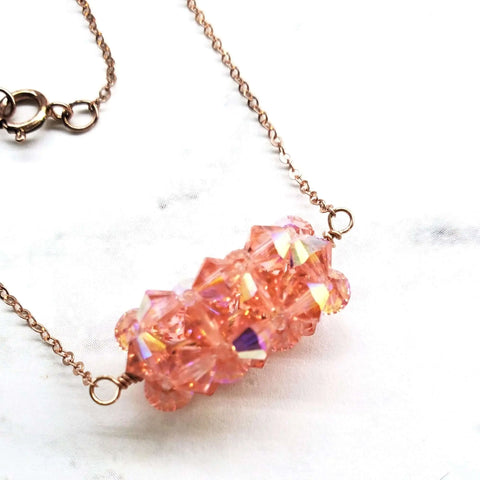 Handmade Beaded 14K Rose Gold Filled Super Sparkly Pastel Crystal Barrel Necklaces Alexa Martha Designs  Necklaces