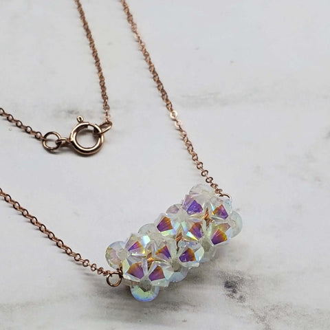Handmade Beaded 14K Rose Gold Filled Super Sparkly Pastel Crystal Barrel Necklaces Alexa Martha Designs  Necklaces