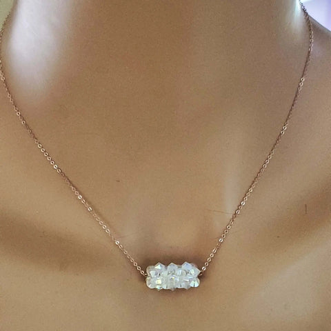 Handmade Beaded 14K Rose Gold Filled Super Sparkly Pastel Crystal Barrel Necklaces Alexa Martha Designs  Necklaces