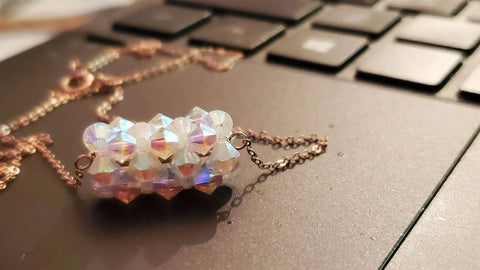 Handmade Beaded 14K Rose Gold Filled Super Sparkly Pastel Crystal Barrel Necklaces Alexa Martha Designs  Necklaces