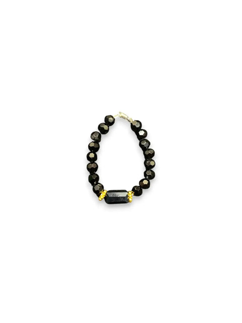 Handmade Beaded Stretch Ring With Rectangle Gemstone Charm – Minimalist Stackable Jewelry | Made in USA Michelle Marie Boutique  Rings