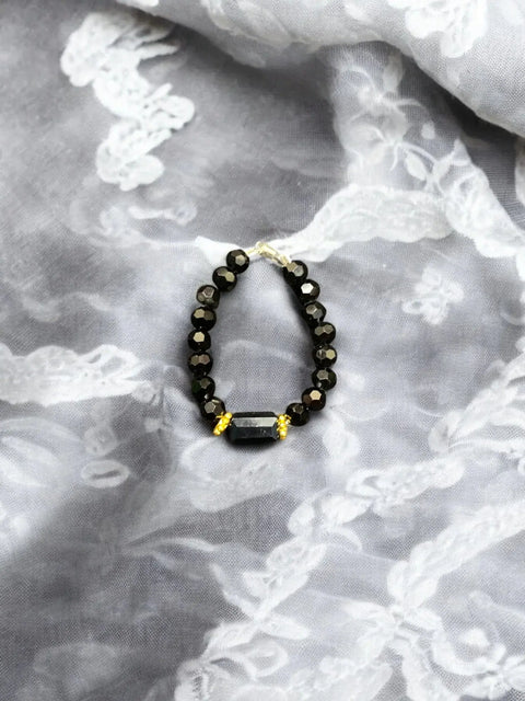 Handmade Beaded Stretch Ring With Rectangle Gemstone Charm – Minimalist Stackable Jewelry | Made in USA Michelle Marie Boutique  Rings