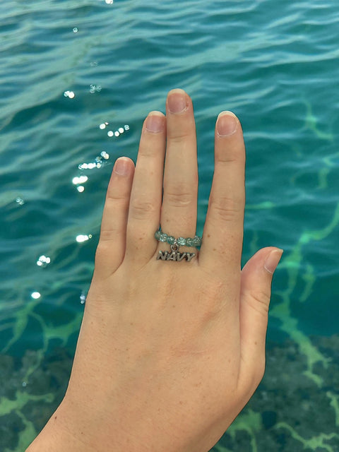 Handmade Beaded Stretch Ring with Star Charm – Adjustable Gemstone Jewelry | Made in USA by Michelle Marie Boutique Michelle Marie Boutique  Ring