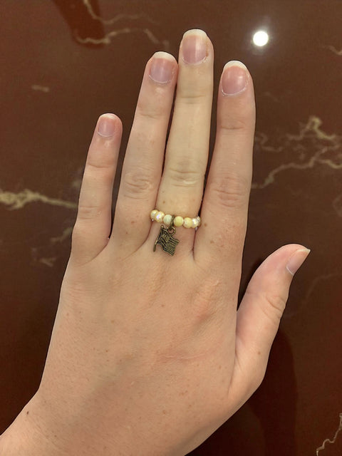 Handmade Beaded Stretch Ring with Star Charm – Adjustable Gemstone Jewelry | Made in USA by Michelle Marie Boutique Michelle Marie Boutique  Ring