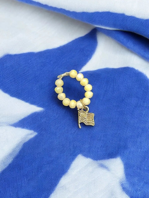Handmade Beaded Stretch Ring with Star Charm – Adjustable Gemstone Jewelry | Made in USA by Michelle Marie Boutique Michelle Marie Boutique  Ring