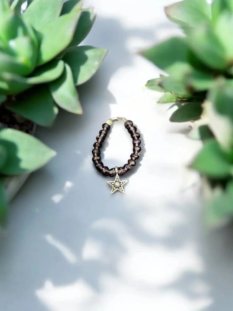 Handmade Beaded Stretch Ring with Star Charm – Adjustable Gemstone Jewelry | Made in USA by Michelle Marie Boutique Michelle Marie Boutique  Ring