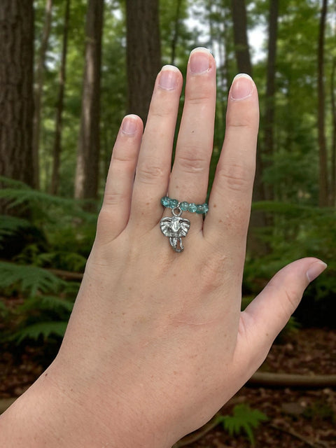 Handmade Beaded Stretch Ring with Star Charm – Adjustable Gemstone Jewelry | Made in USA by Michelle Marie Boutique Michelle Marie Boutique  Ring