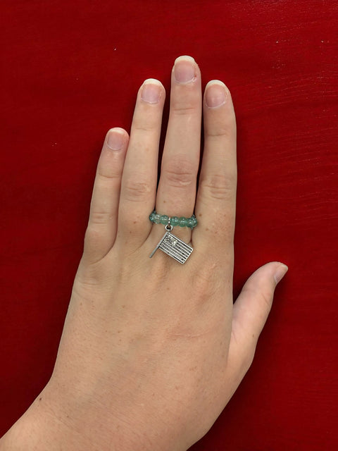 Handmade Beaded Stretch Ring with Star Charm – Adjustable Gemstone Jewelry | Made in USA by Michelle Marie Boutique Michelle Marie Boutique  Ring