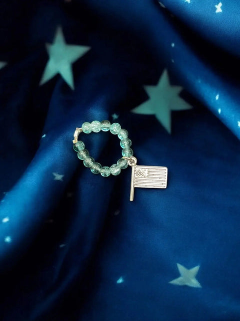 Handmade Beaded Stretch Ring with Star Charm – Adjustable Gemstone Jewelry | Made in USA by Michelle Marie Boutique Michelle Marie Boutique  Ring