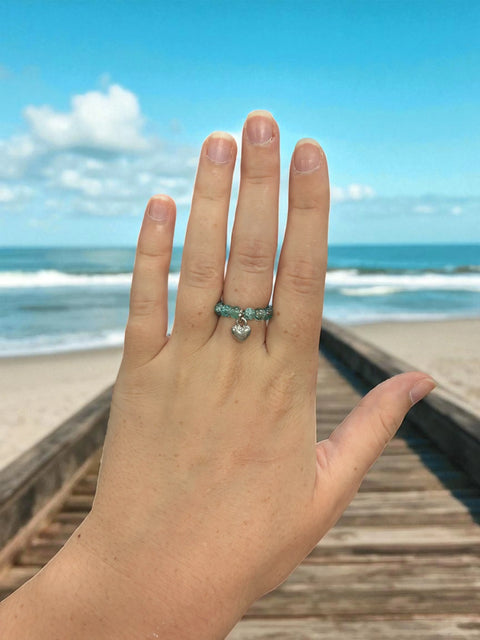 Handmade Beaded Stretch Ring with Star Charm – Adjustable Gemstone Jewelry | Made in USA by Michelle Marie Boutique Michelle Marie Boutique  Ring