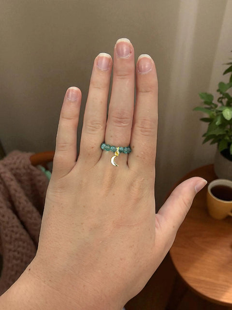 Handmade Beaded Stretch Ring with Star Charm – Adjustable Gemstone Jewelry | Made in USA by Michelle Marie Boutique Michelle Marie Boutique  Ring