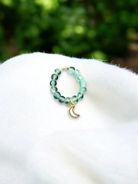 Handmade Beaded Stretch Ring with Star Charm – Adjustable Gemstone Jewelry | Made in USA by Michelle Marie Boutique Michelle Marie Boutique  Ring