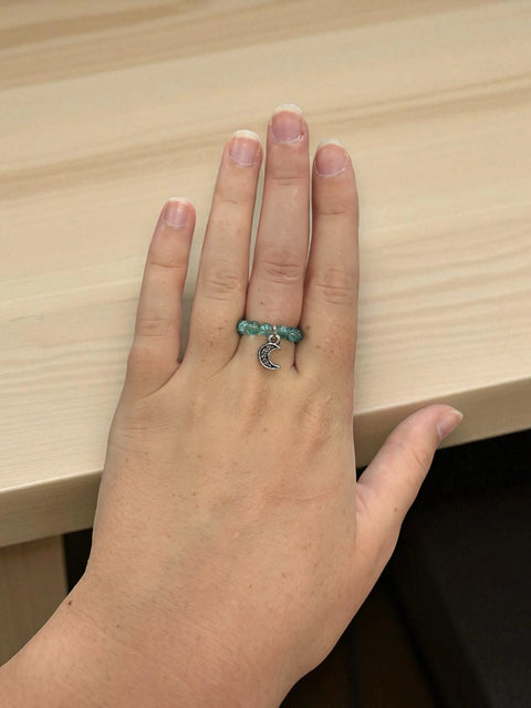 Handmade Beaded Stretch Ring with Star Charm – Adjustable Gemstone Jewelry | Made in USA by Michelle Marie Boutique Michelle Marie Boutique  Ring