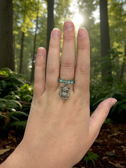 Handmade Beaded Stretch Ring with Star Charm – Adjustable Gemstone Jewelry | Made in USA by Michelle Marie Boutique Michelle Marie Boutique  Ring