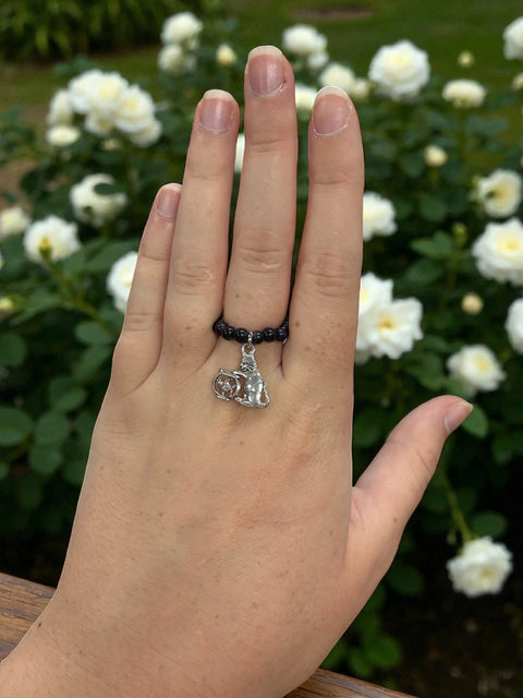 Handmade Beaded Stretch Ring with Star Charm – Adjustable Gemstone Jewelry | Made in USA by Michelle Marie Boutique Michelle Marie Boutique  Ring