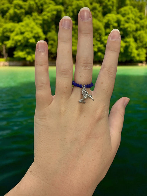 Handmade Beaded Stretch Ring with Star Charm – Adjustable Gemstone Jewelry | Made in USA by Michelle Marie Boutique Michelle Marie Boutique  Ring
