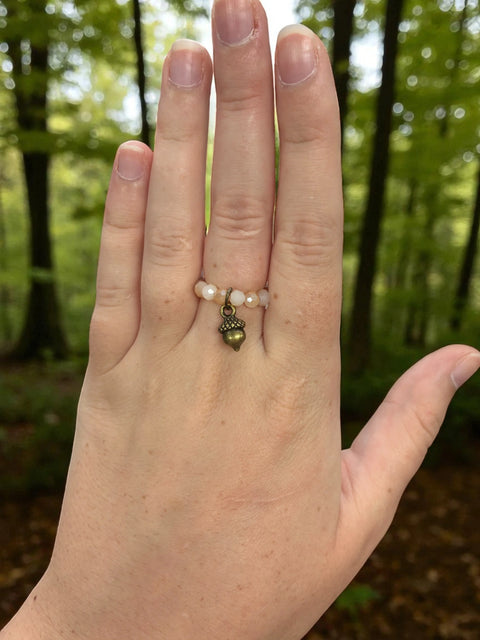 Handmade Beaded Stretch Ring with Star Charm – Adjustable Gemstone Jewelry | Made in USA by Michelle Marie Boutique Michelle Marie Boutique  Ring