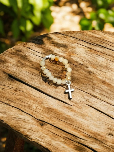 Handmade Beaded Stretch Ring with Star Charm – Adjustable Gemstone Jewelry | Made in USA by Michelle Marie Boutique Michelle Marie Boutique  Ring