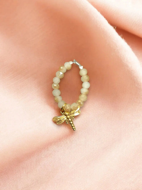 Handmade Beaded Stretch Ring with Star Charm – Adjustable Gemstone Jewelry | Made in USA by Michelle Marie Boutique Michelle Marie Boutique  Ring